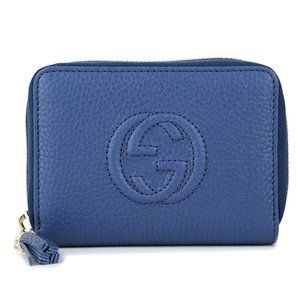 New Gucci Blue Soho Small Leather Coin Purse Wallet